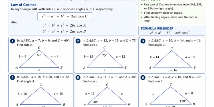 Homework 8 Law of Cosines