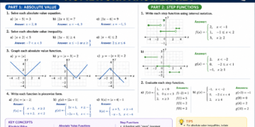 Absolute Value and Step Functions Homework Answer Key